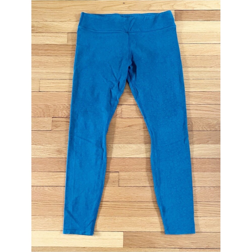Pact Blue Subtle Flower Print Thick Organic Cotton Stretch Everyday Leggings XL